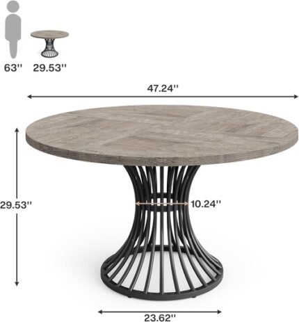 round Dining Table for 4-6 People, 47-Inch Farmhouse Dinning Room